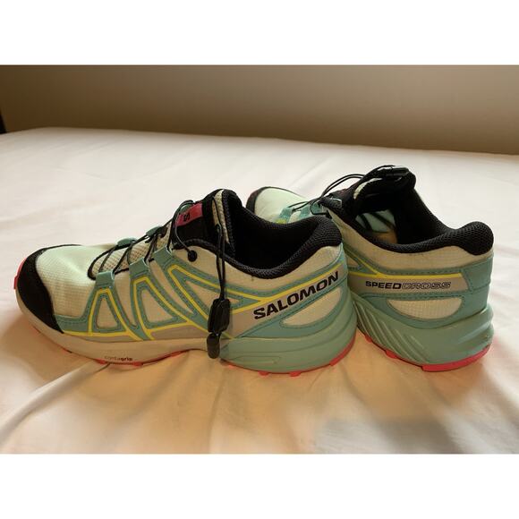 Women’s Salomon Speedcross Trail Running Shoes Size 4 Blue Pink Grippy - Picture 4 of 7